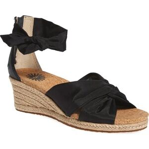 UGG Starla Espadrille wedge black ankle tie sandals